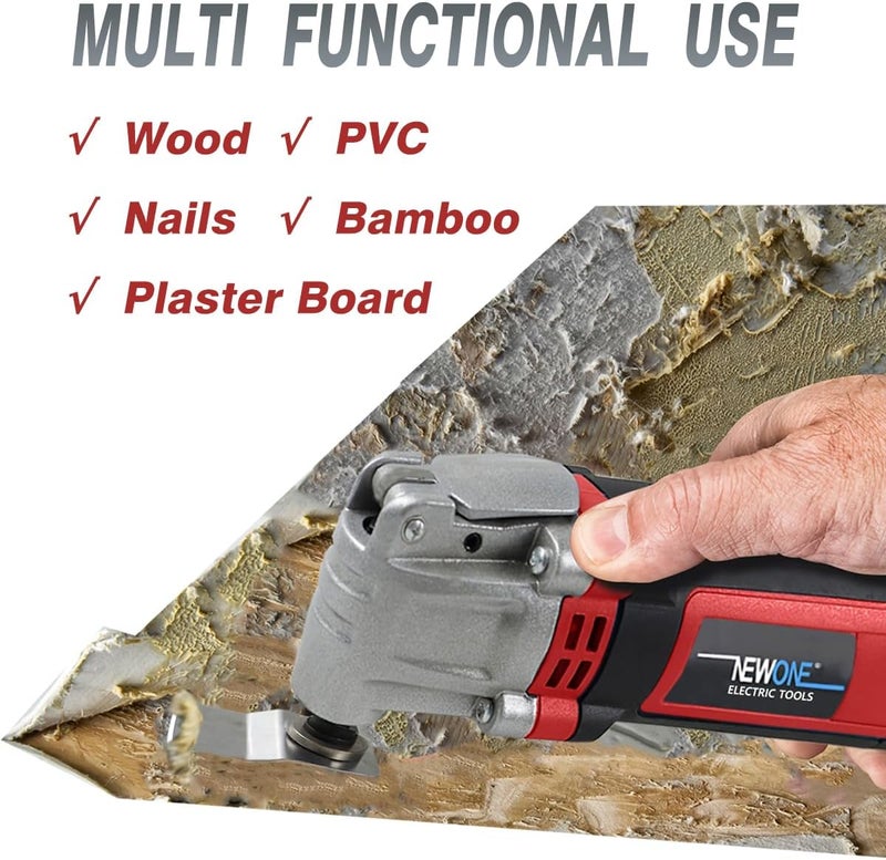 New One Oscillating Tool 4 Amp Oscillating Multi-Tool Kit with 4° Oscillation Angle,6 Variable Speed with 5-piece Electric Multitool Blades (Red Black) - Image 4